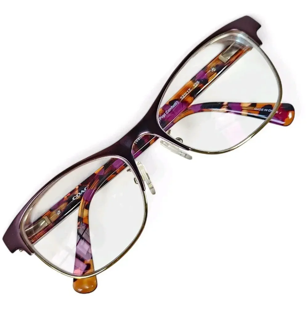 Coach Eyeglass Frames Only HC 5074 9241 Satin Purple Gold Purple Confetti 52-17